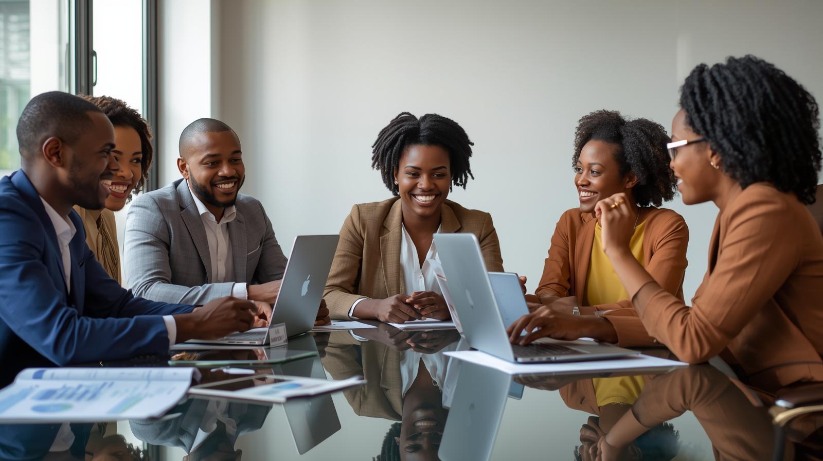 Professionals working together in a corporate environment